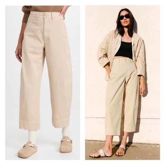 Apiece Apart Pants - Apiece Apart Mari Barrel Cotton Wide Leg Pants Tan Sand Neutral Size 6